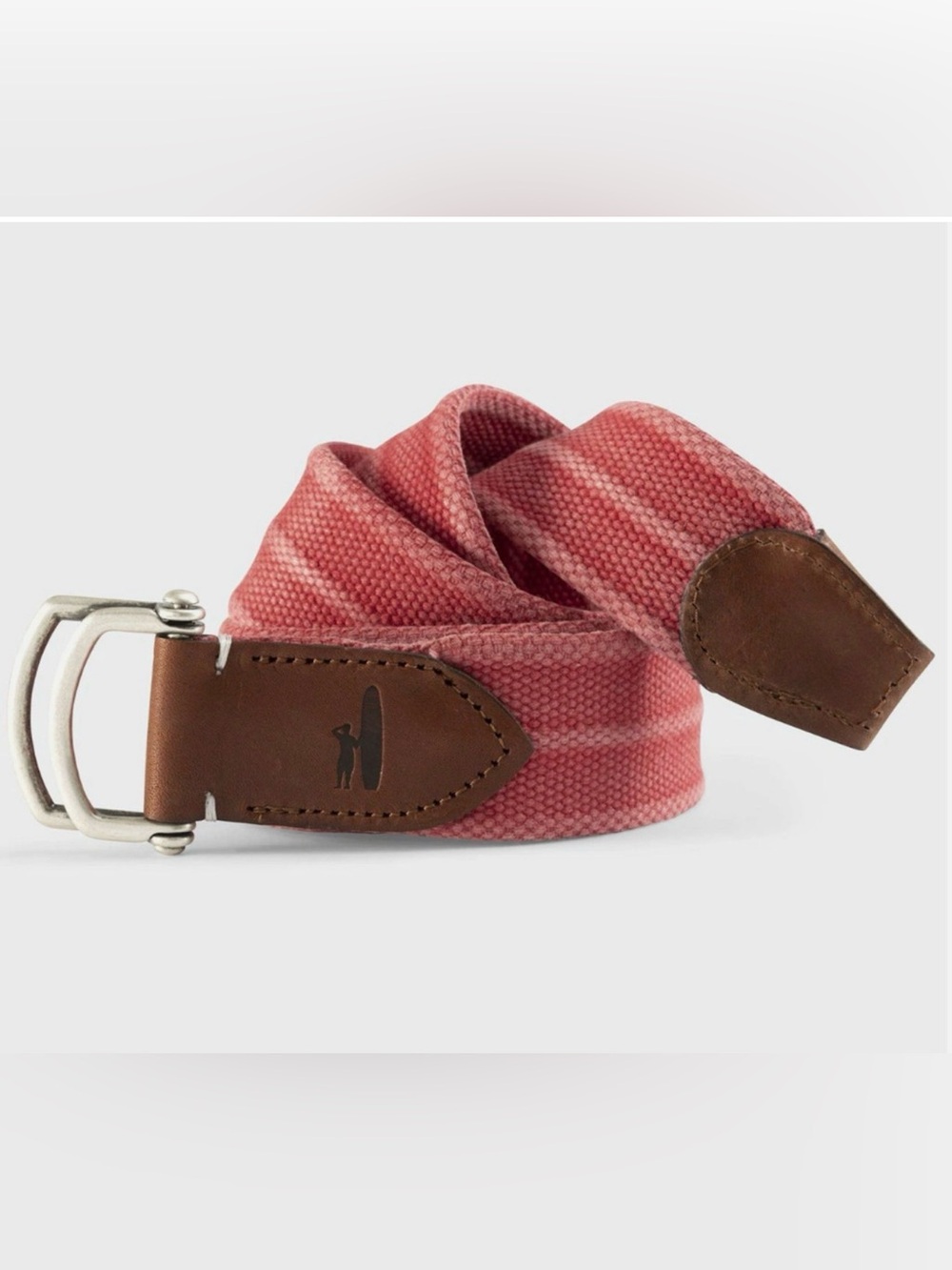 NEW JOHNNIE-O MENS MALIBU RED BRENTWOOD WASHED CANVAS D-RING BELT GOLF SZ L